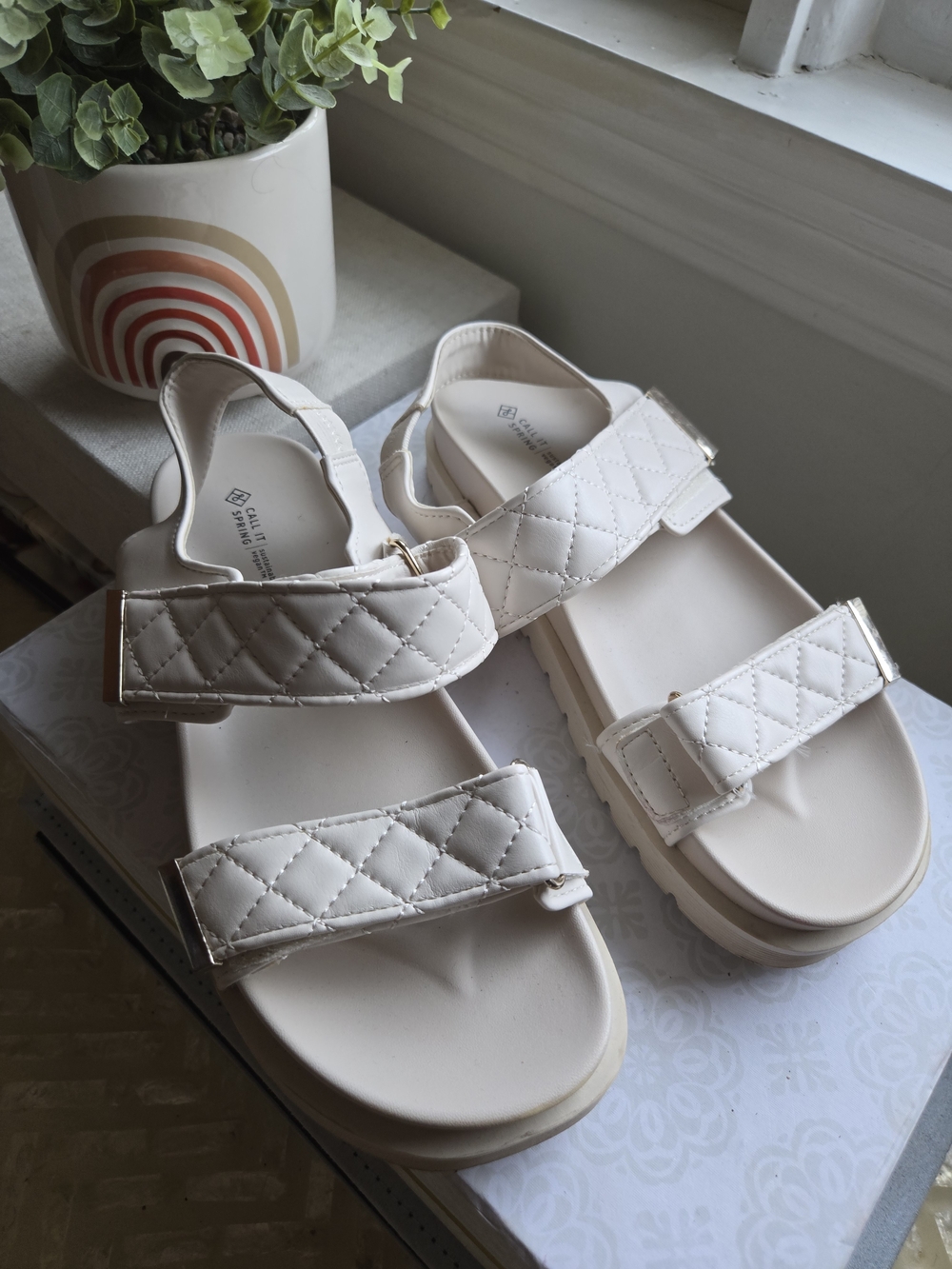 Call It Spring Quilted Cream Platform Sandals
